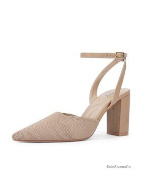 Chunky Slingback Pumps for Women Closed Toe Block Heel Dress Shoes
